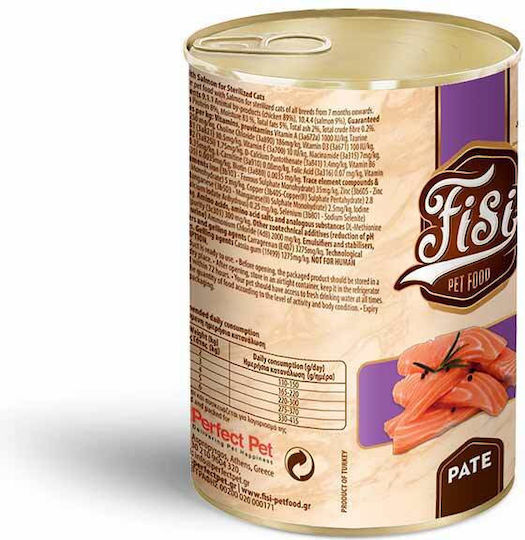 Fisi Wet Food for Adult Cats in Cans with Salmon Grain-Free 400gr
