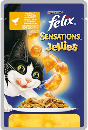 Purina Felix Sensations Jellies Hrană Umedă pentru Pisici Adulte în Pliculeț cu Pui 85gr