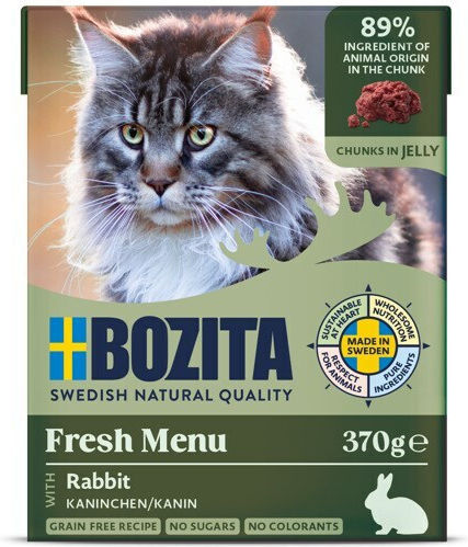 Bozita Feline Wet Food for Adult Cats in Pouches with Rabbit Grain-Free & Gluten-Free 370gr