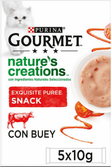 Purina Nature's Creations Puree Hrană Umedă pentru Pisici Adulte în Pliculeț cu Carne de vită 5x10gr