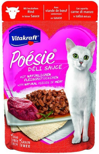 Vitakraft Poesie Delice Wet Food for Adult Cats in Pouches with Calf Grain-Free & Gluten-Free 85gr