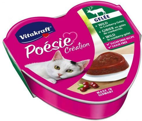 Vitakraft Poesie Gelee Nassfutter für Erwachsene Katzen in Tablett mit Hirsche ohne Getreide 85gr