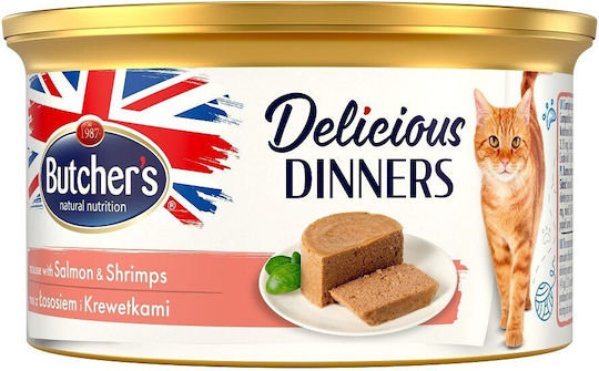 Butcher's Pet Care Classic Delicious Dinners Wet Food for Senior Cats in Cans with Salmon Gluten-Free 85gr