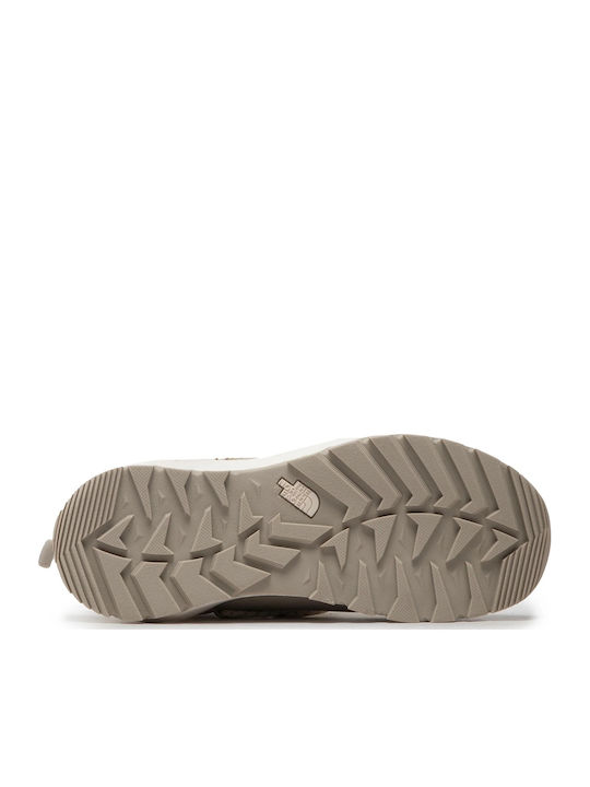 Synthetic Leather Snow Boots with Laces & Fur Thermoball Beige