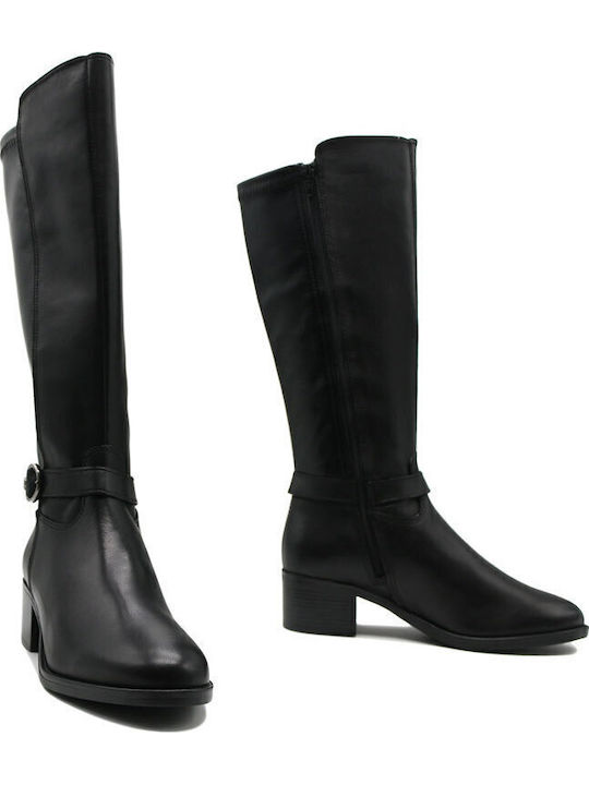 Leder Damenstiefel Schwarz