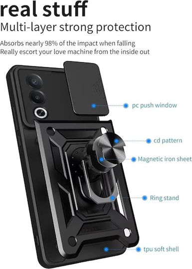 Techsuit Camshield Umschlag Rückseite Kunststoff / Silikon Schwarz (Oppo A80 5G)