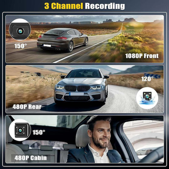 1080P Windshield Car DVR Set with Rear Camera, 3.16" Display with Suction Cup