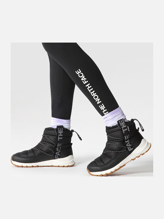 Synthetic Leather Snow Boots with Laces & Fur Thermoball Black