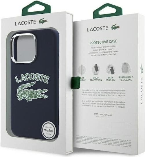 Lacoste Silicone Cracked Logo Magsafe Back Cover Plastic / Silicone Navy Blue (iPhone 16 Pro)