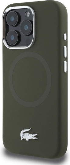 Lacoste Silicone Croco Logo Magsafe Задна корица Пластмаса / Силикон Каки (iPhone 16 Pro Max)