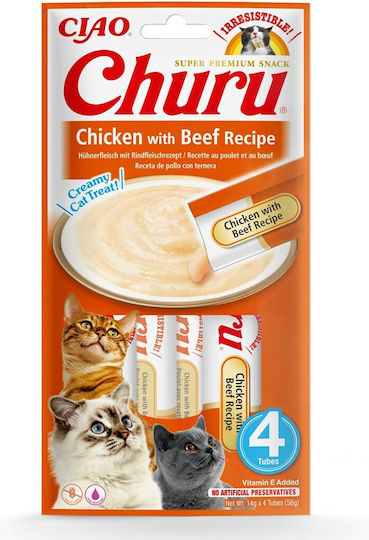Inaba Churu Cat Treats with Beef / Chicken for Adult Cats 1pc 56g