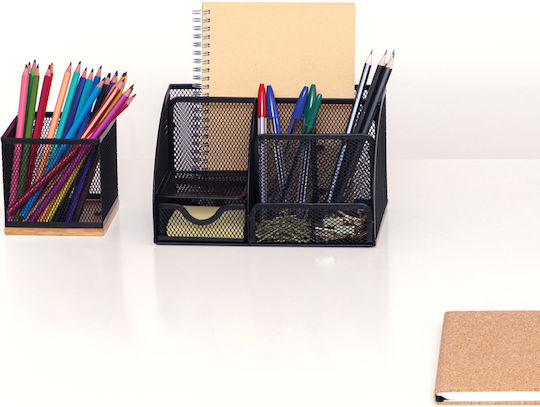 Metalic Organizator de birou în Culoare Negru 1buc 13x14x22cm