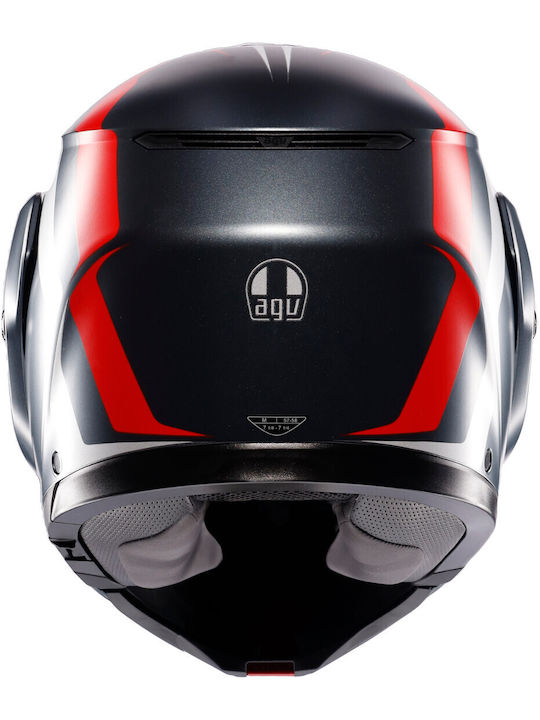 AGV Streetmodular Resia Mat Grey/Silver/Red Motorcycle Helmet Full Face ECE 22.06 Weight 1690g with Pinlock and Sun Visor