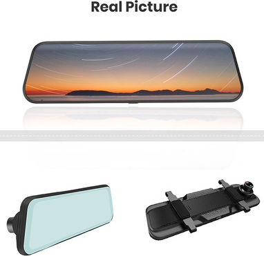 Powertech 1080P Mirror Car DVR Set with Rear Camera, 9.66" Display