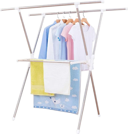 Metallic Folding Floor Clothes Drying Rack 203x203cm