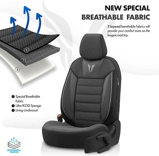 Auto Gs Vordersitzbezüge 11Stück Baumwolle Design Schwarz