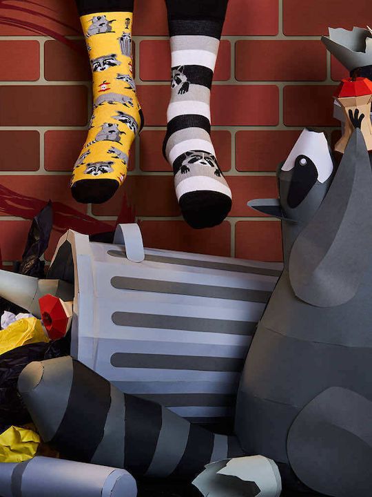Many Mornings Raccoon Bandit Ανδρικές Κάλτσες με Σχέδια Πολύχρωμες