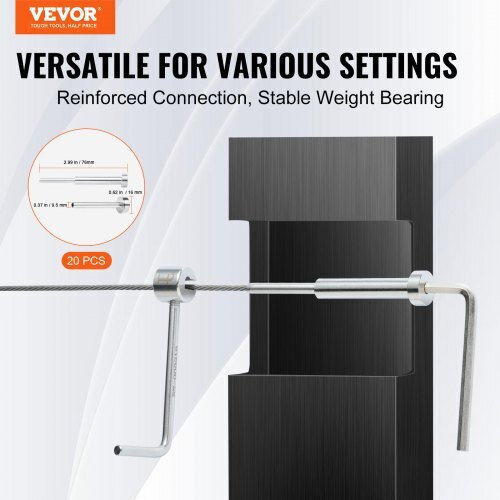 Vevor Invisible Cable Kit Set 20pcs Stainless Steel T316 Silver Yxzjqys20j185wdtqv0