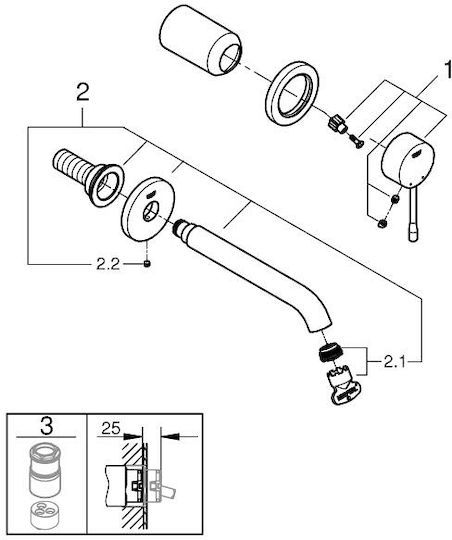 Grohe Μίκτης Μπαταρίας Εντοιχισμού για Νιπτήρα 2 Εξόδων Χρυσός