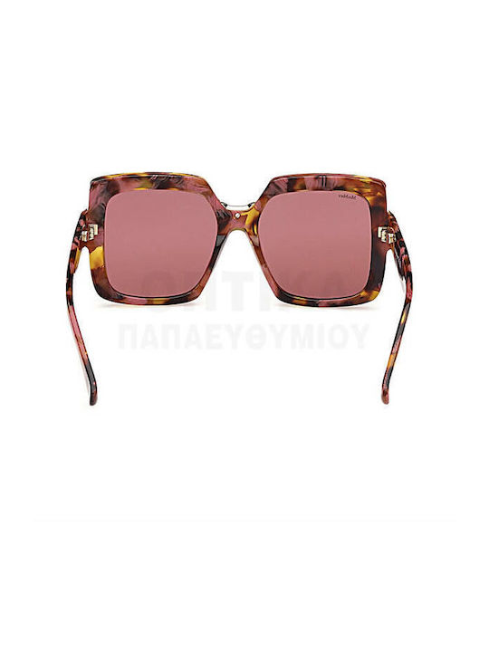 Max Mara Women's Sunglasses with Brown Tartaruga Plastic Frame and Pink Lens MM 0088 55S