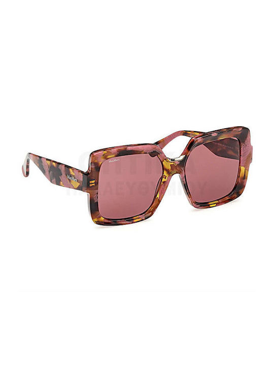 Max Mara Women's Sunglasses with Brown Tartaruga Plastic Frame and Pink Lens MM 0088 55S