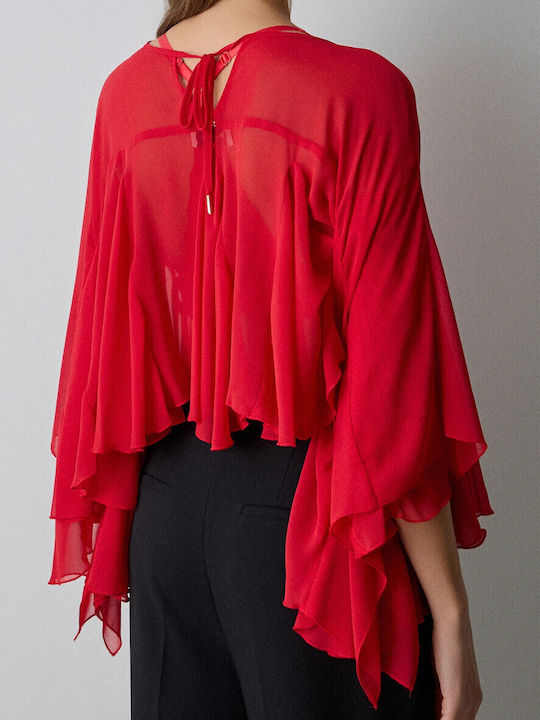 Bsb Women's Fabric Blouse Regular Fit 153-110007-30 Red 153-110007-30 Bsb Women's Fabric Blouse Regular Fit 153-110007-30 Red 153-110007-30