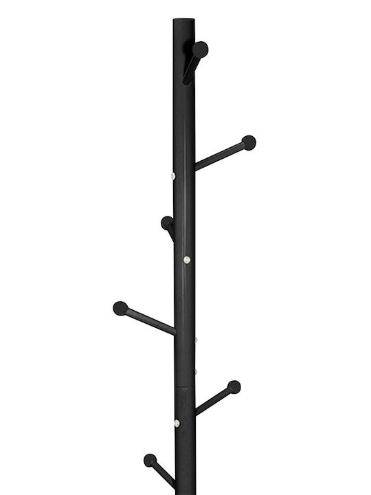 Metal Coat Rack 726081 Black Ø40x175cm 8 Hooks