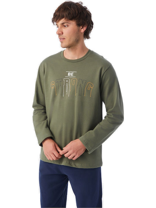 Men's Pyjamas Minerva Sweatshirt Be Strong 90-71133-260 Khaki 5207395031342