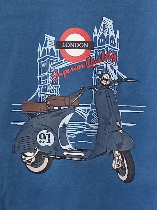 Pijamale Bărbați Apple Vespa Bumbac Croială Normală Albastru