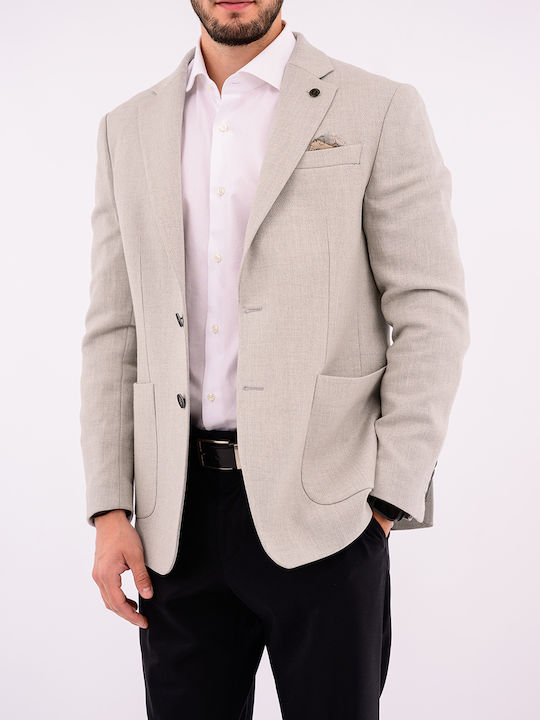 Massimo Dutti Ανδρικό Σακάκι με Στενή Εφαρμογή Light Grey