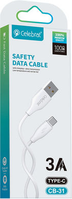 Celebrat USB 2.0 Kabel USB-C männlich - USB-A 15W Weiß 1m (117173)