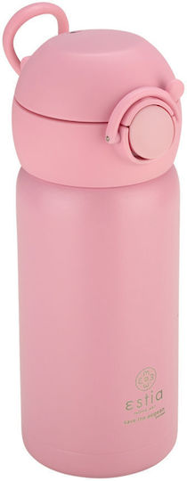 Estia Wonder Bottle Save the Aegean Kids Water Bottle Thermos Stainless Steel with Straw Non Spill Candy Pink 350ml