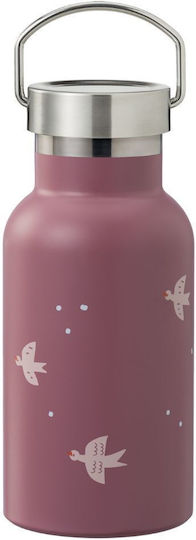 Fresk Swallow Kids Water Bottle Thermos Stainless Steel with Straw Pink 350ml