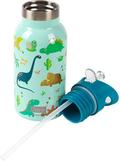 iDrink Kids Water Bottle Thermos Dinosaur Stainless Steel Blue 350ml