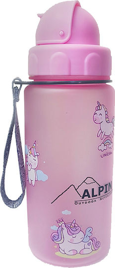 Alpin Kids Παγούρι Πλαστικό Καλαμάκι 400ml Unicorn Ροζ Tr400