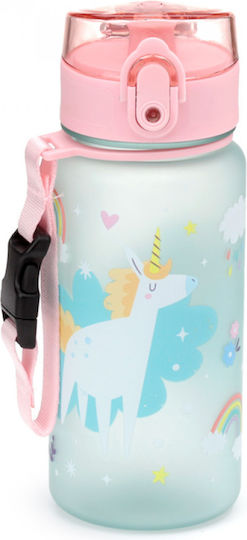Puckator Pop Top Kids Water Bottle Unicorn Plastic with Straw 350ml