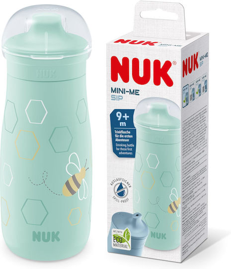 Nuk Minime Sip Kids Water Bottle Plastic with Pop-Up Cap Non Spill Green 300ml