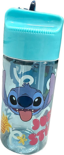 Stor Kids Water Bottle Lilo & Stitch Plastic with Straw Blue 430ml