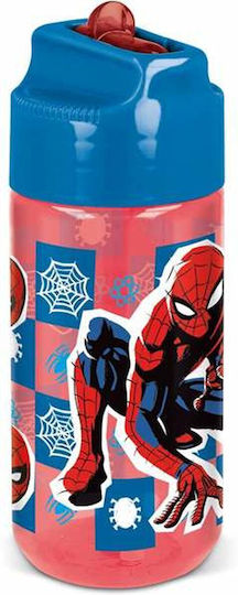 Stor Детска Бутилка За Вода Spiderman Пластмаса Със Сламка 430ml