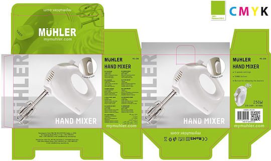 Muhler MX-250 Hand Mixer 250W White