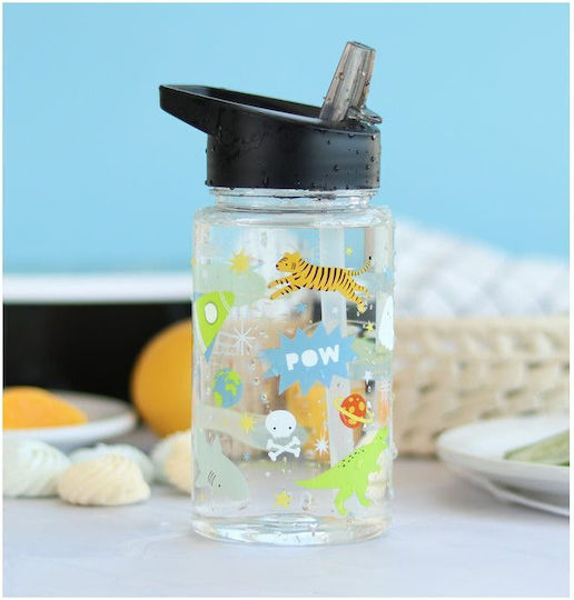 A Little Lovely Company Sticlă Pentru Copii Din Plastic Tritan Cu Pai Galaxy 450ml