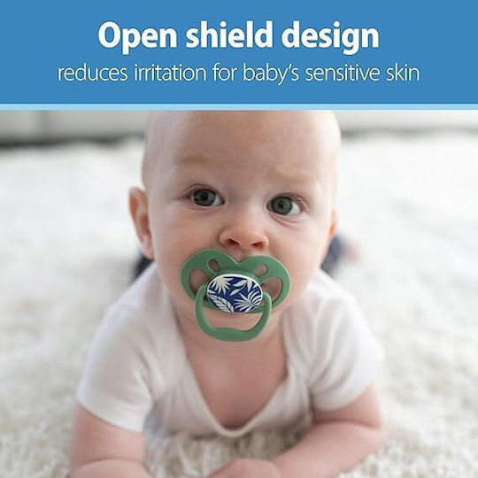 Dr. Brown's Advantage Pacifiers Silicone Night with Case Blue / Khaki for 6-18 months 2pcs