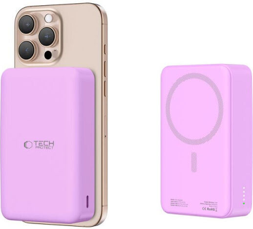 Tech-Protect PB12 LifeMag MagSafe Power Bank 20000mAh 15W with USB-A Port and USB-C Port Lilac
