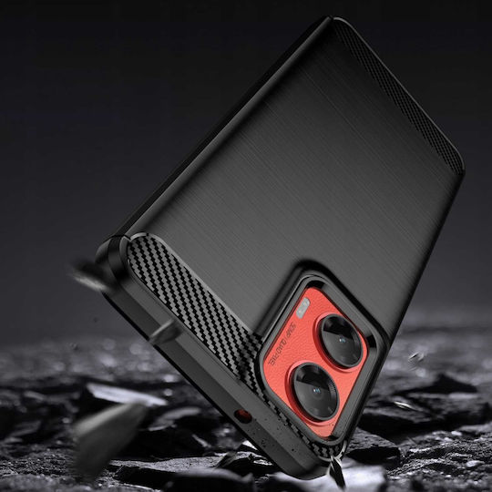 Spacecase Carbon Umschlag Rückseite Silikon Schwarz (Moto G35)
