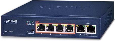 Planet FSD-604HP Unmanaged L2 PoE+ Switch with 4 Ethernet Ports