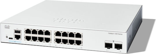 Cisco Catalyst C1300-16T-2G Managed L2 Switch with 18 Gigabit (1Gbps) Ethernet Ports and 2 SFP Ports