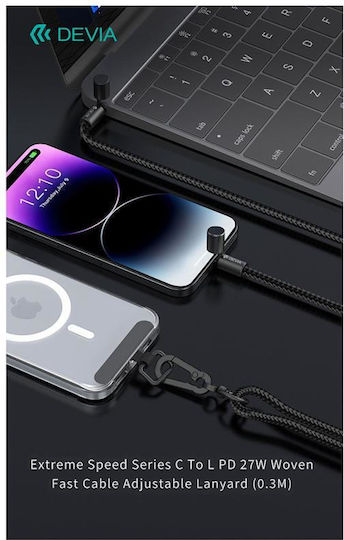 Devia USB 2.0 Cable USB-C male - USB-C 27W PD Μαύρο 1.2m EC658