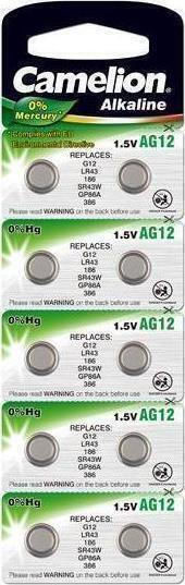 Camelion Alkaline AG12 Μπαταρίες Ρολογιών LR43 1.5V 10τμχ