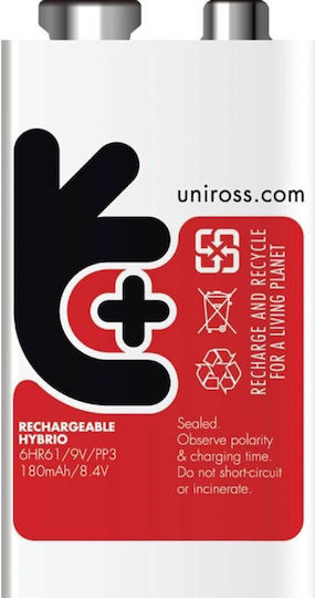 Uniross Επαναφορτιζόμενη Μπαταρία 9V Ni-MH 200mAh 1τμχ