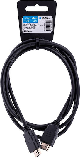 iBox HDMI 1.4 High Speed 1080p 120Hz Braided Cable HDMI male - HDMI male 1.5m Μαύρο